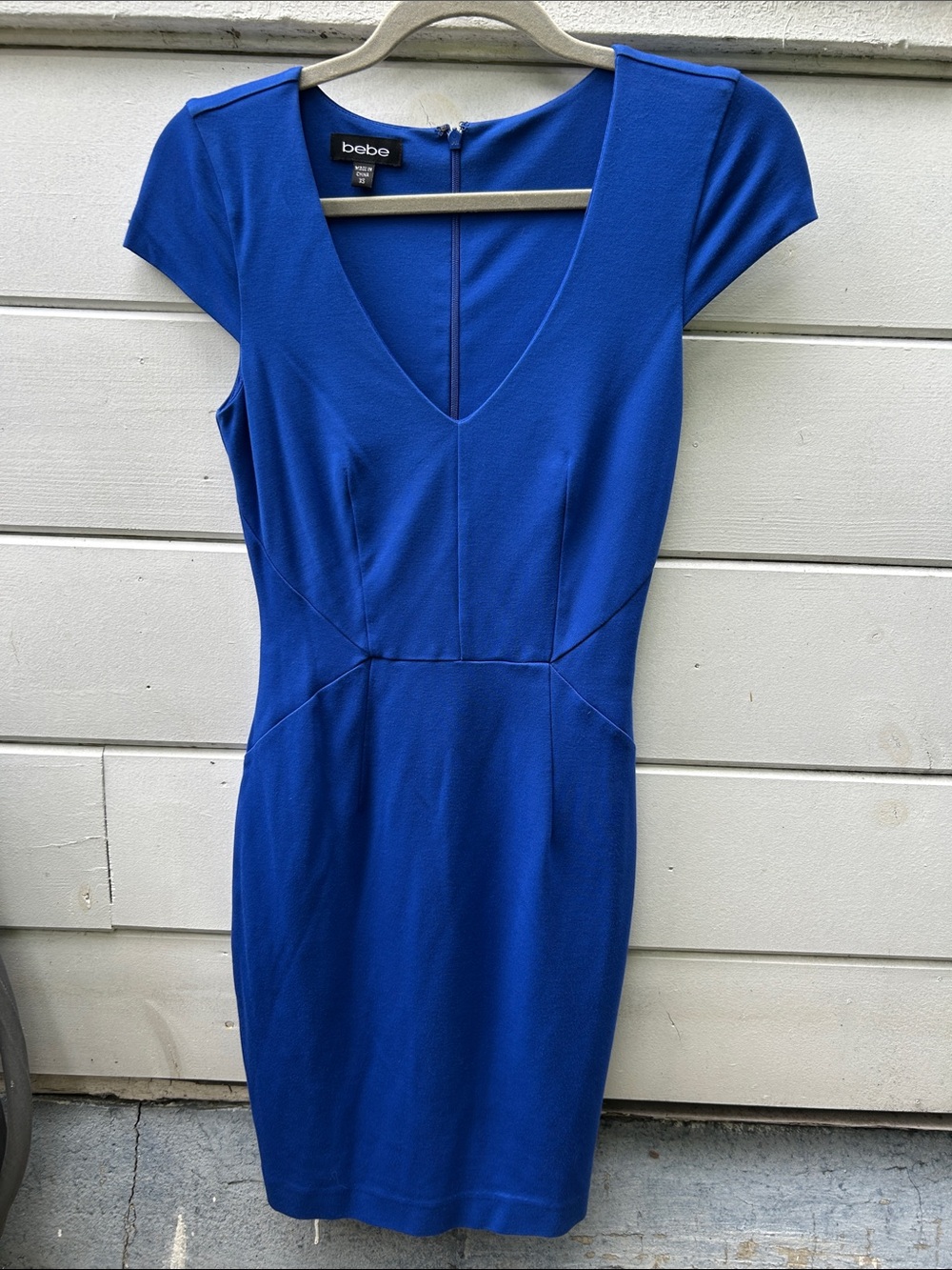 bebe Cobalt V-Neck Sheath Dress